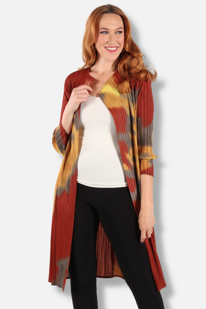 Pleated Duster - Orange Multi 