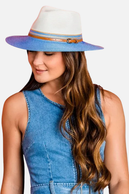 Kristy Hat - Ivory & Ice Blue