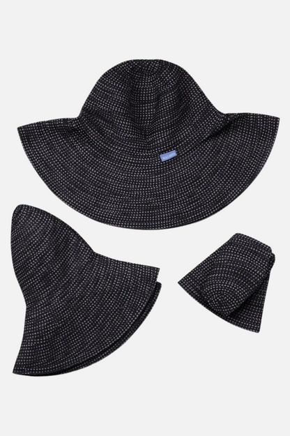 Petite Scrunchie Hat - Black & White Dots