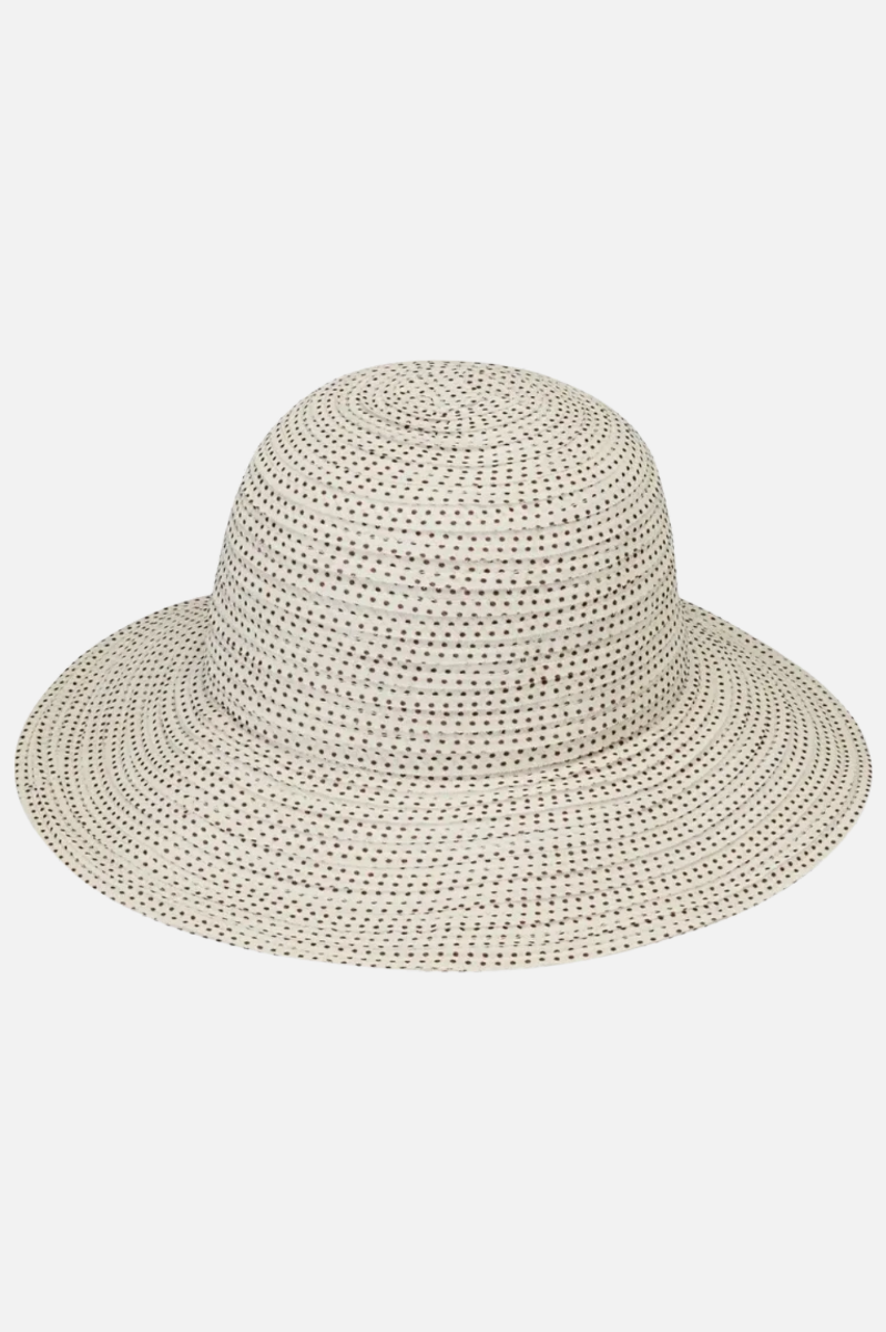 Petite Scrunchie Hat - Natural & Brown Dots