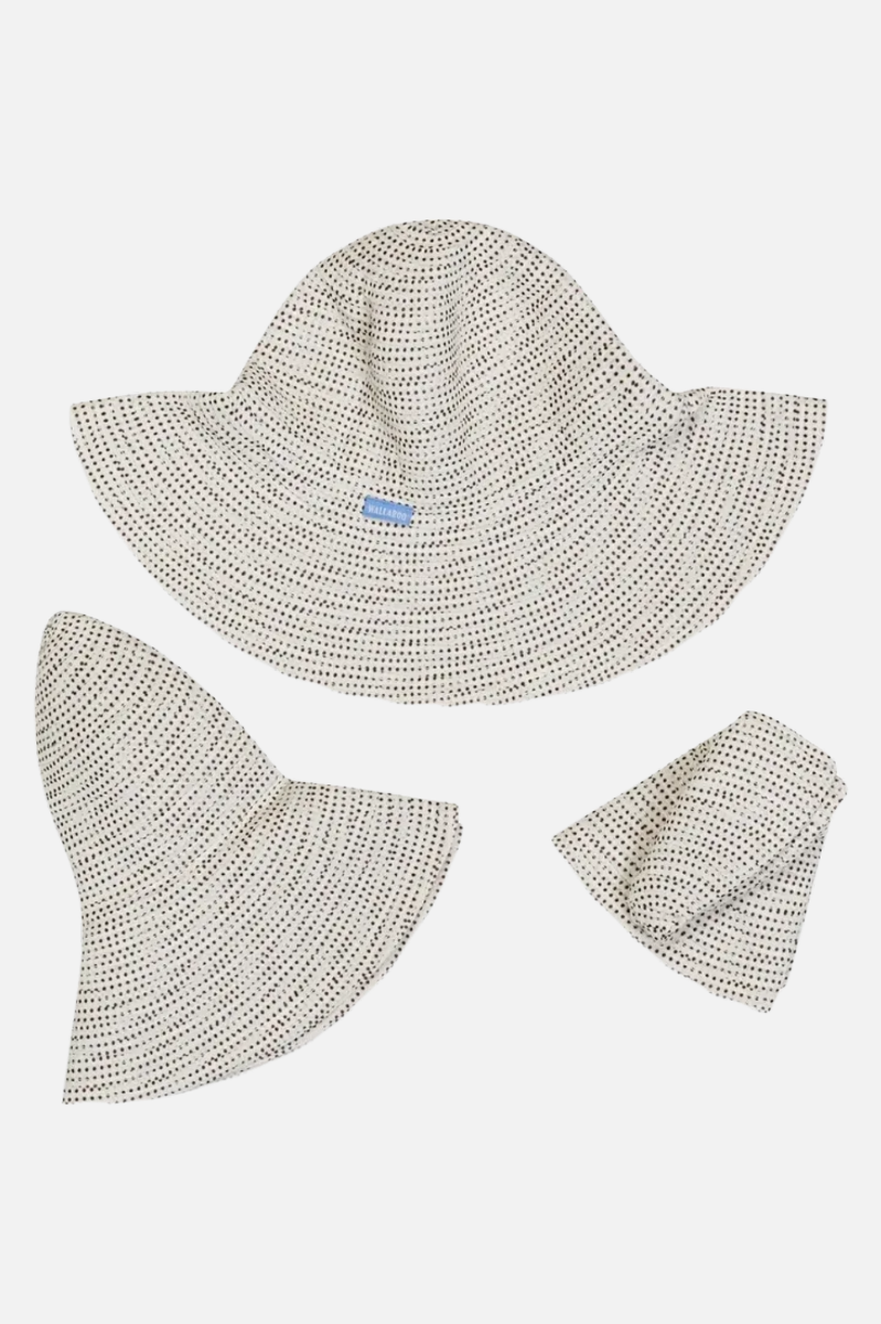 Petite Scrunchie Hat - Natural & Brown Dots