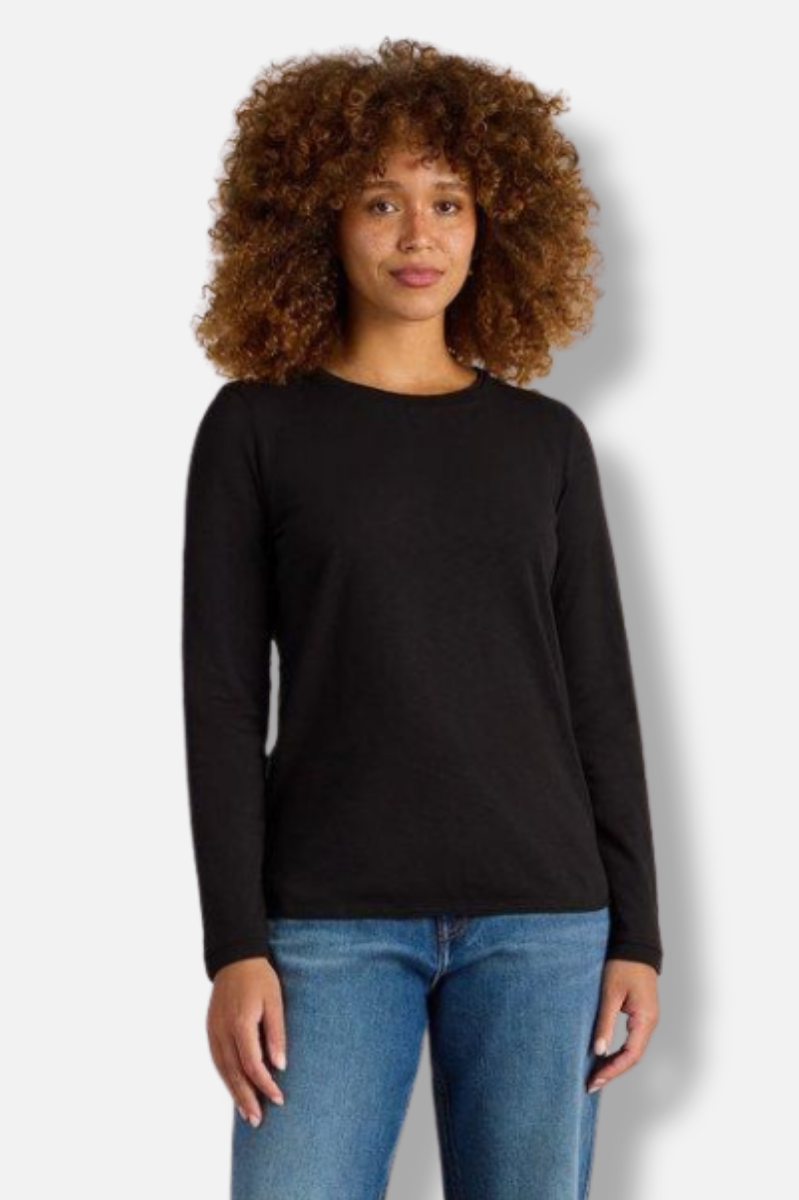 Clara Crew Neck Tee - Pure Black