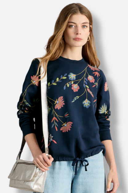 Embroidered Top - Navy Multi