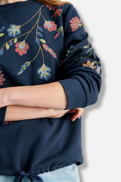 Embroidered Top - Navy Multi