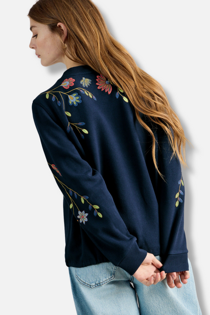 Embroidered Top - Navy Multi