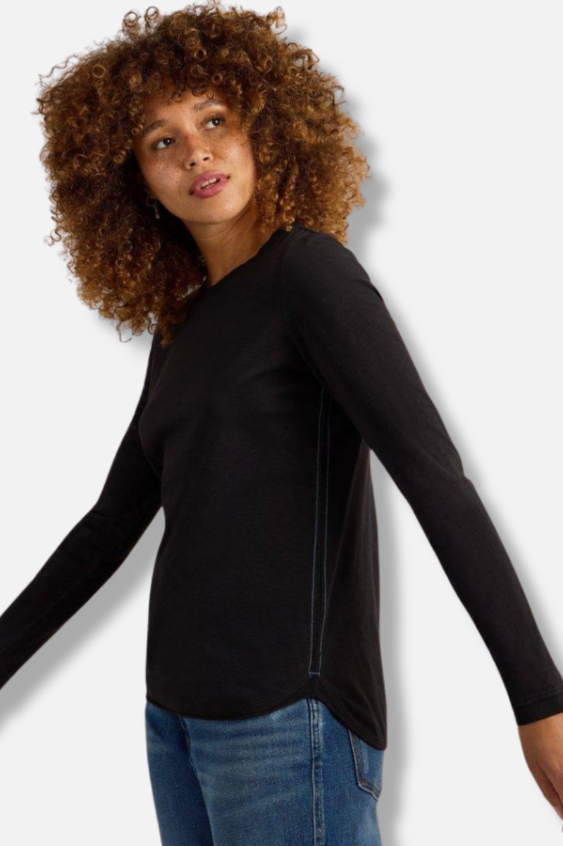 Clara Crew Neck Tee - Pure Black