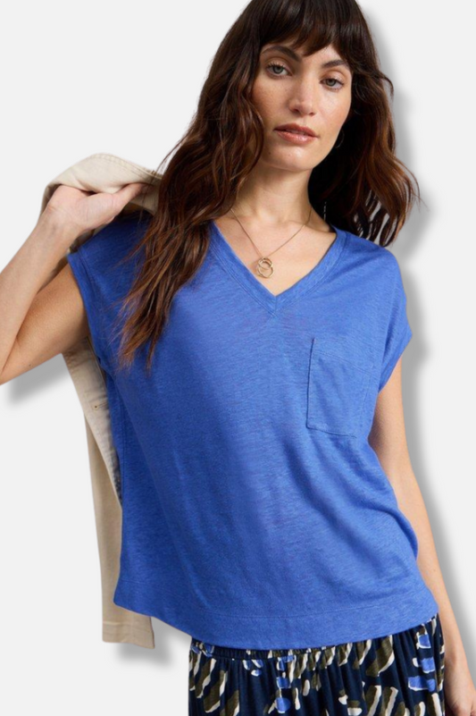 Iris Linen Tee - Blue