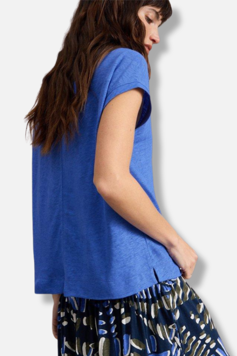 Iris Linen Tee - Blue