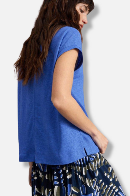Iris Linen Tee - Blue