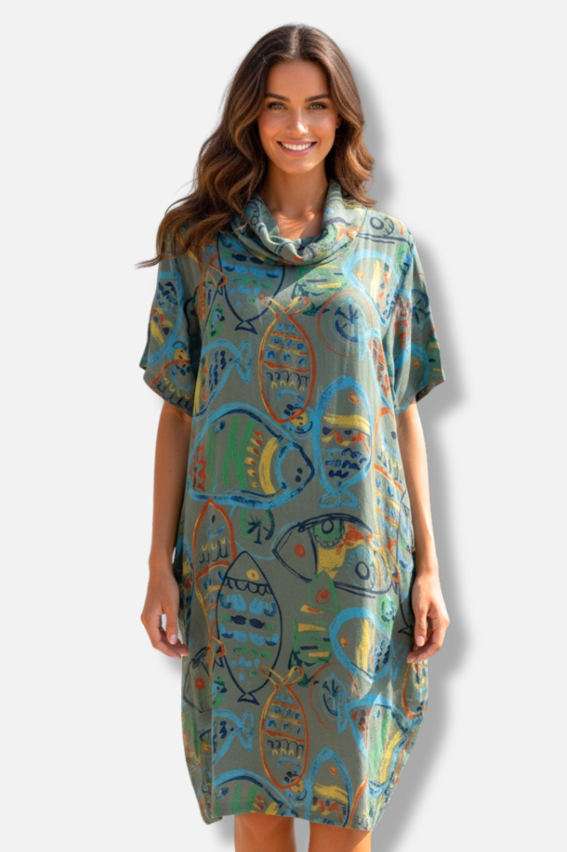 Cowl Dress - Olive