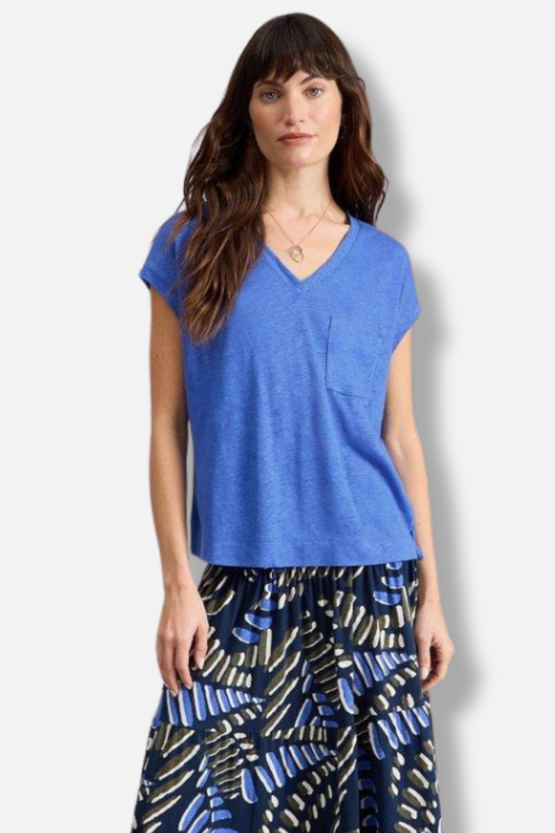 Iris Linen Tee - Blue