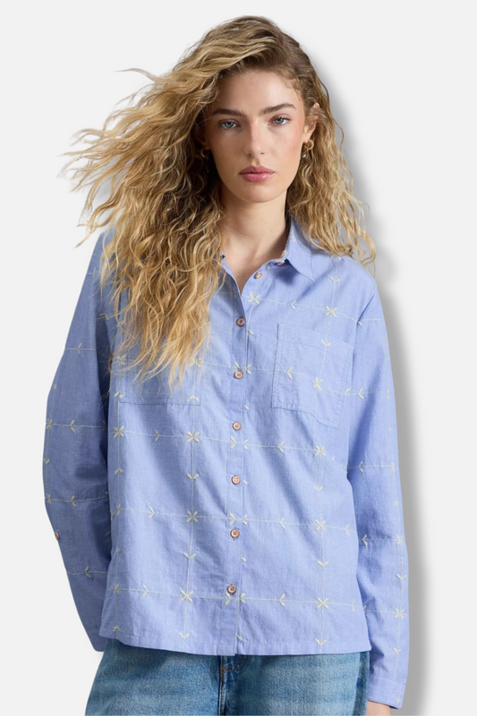 Sophie Embroidered Shirt - Blue 