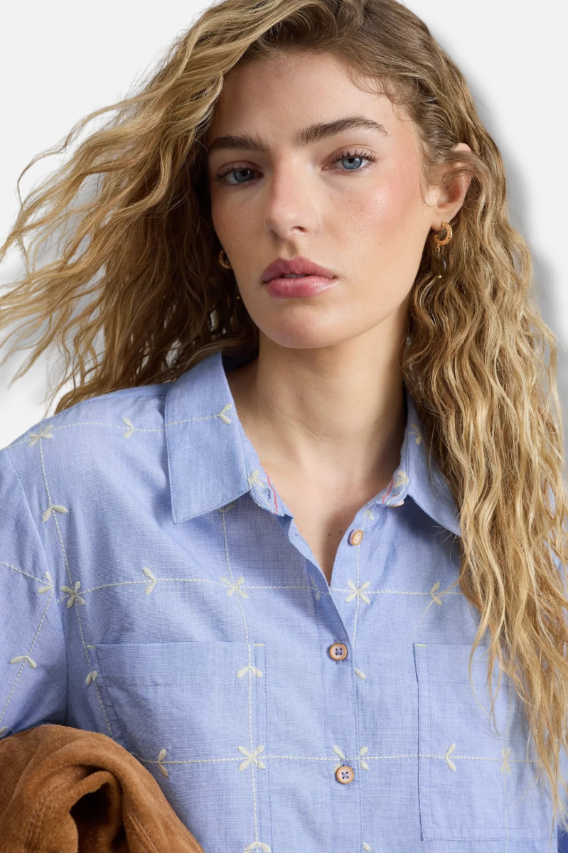 Sophie Embroidered Shirt - Blue 