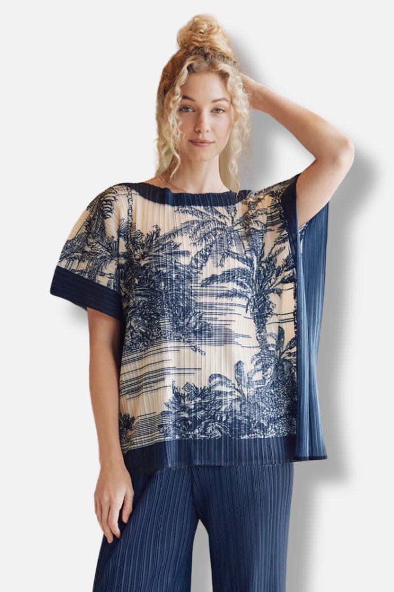 Elodie Scarf Top - Navy Mix 
