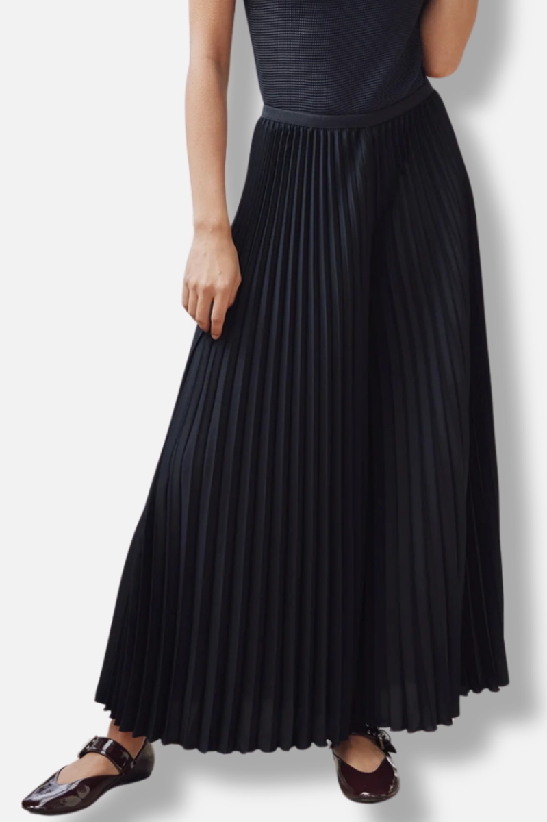 Eve Plissé Palazzo Pant - Black