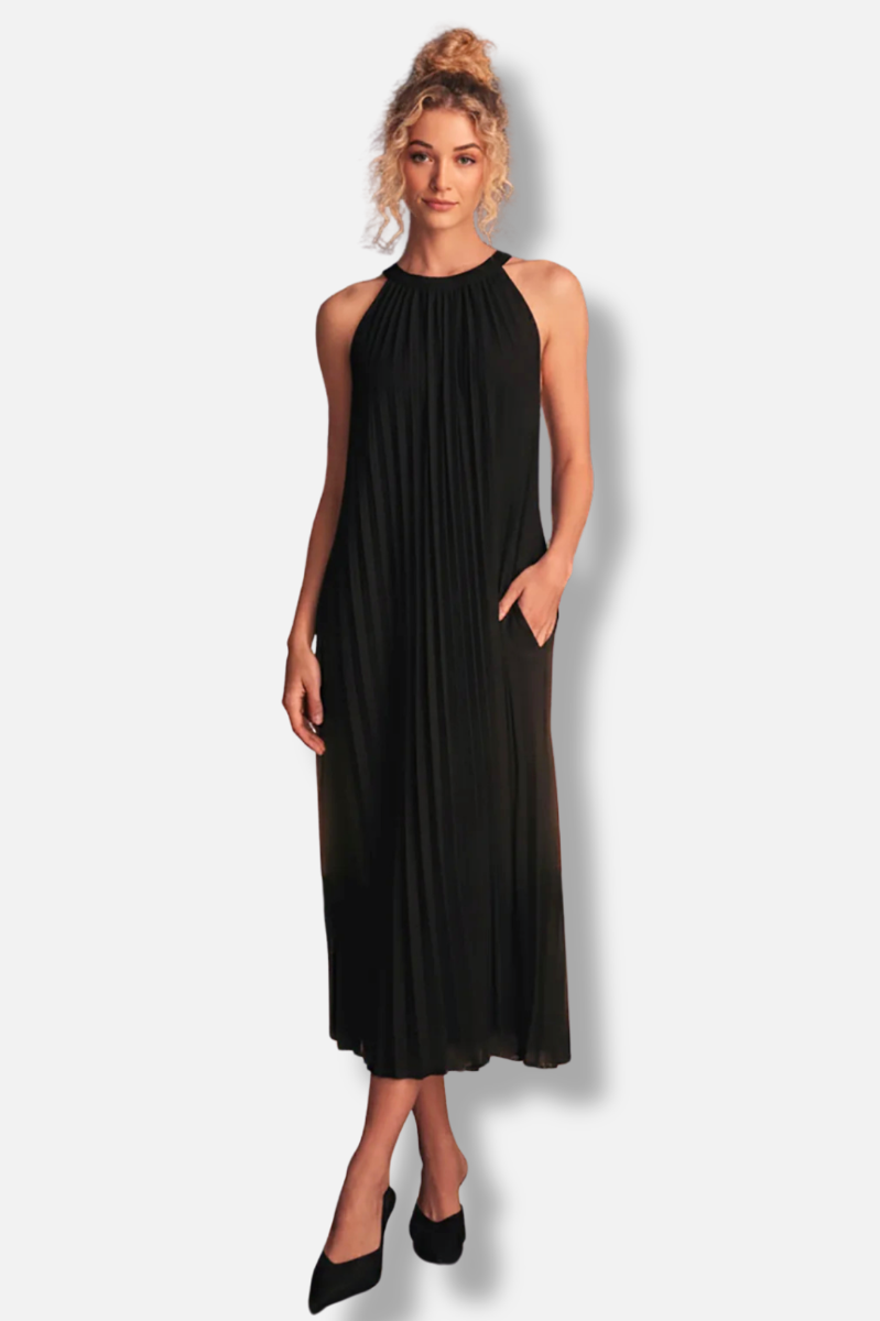Luna Pleated Dress - Black