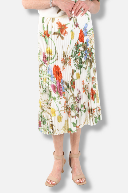 Jasmine Pleated Skirt - Ivory Mix