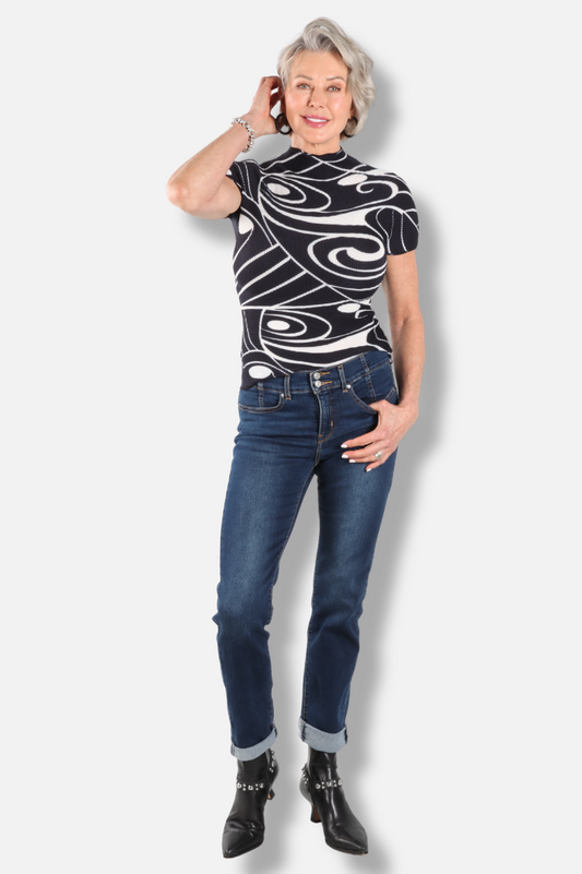 Joy Honeycomb Top - Black & White