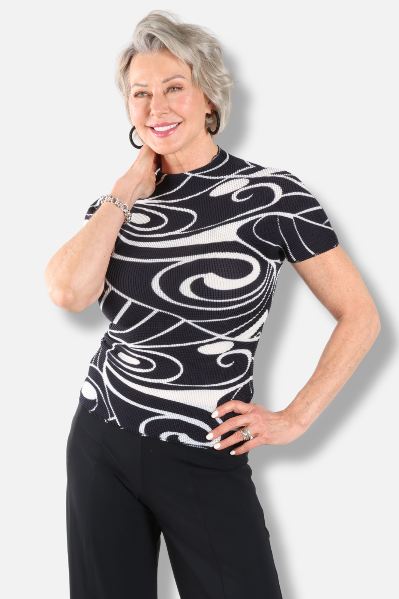 Joy Honeycomb Top - Black & White