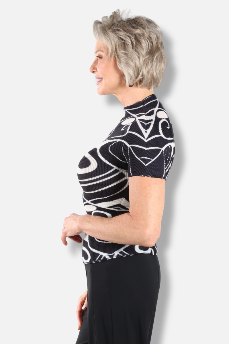 Joy Honeycomb Top - Black & White