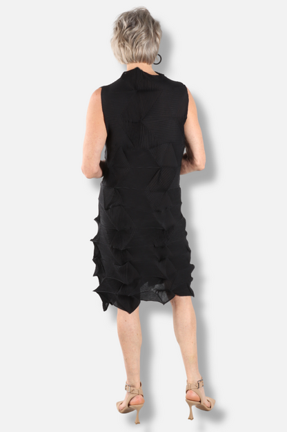 Amara Prismatic Pleat Dress - Black 