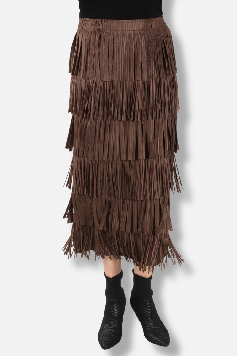 Akira Fringe Skirt - Brown 