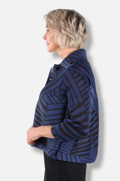 Elodie Box Shirt - Navy Stripe 