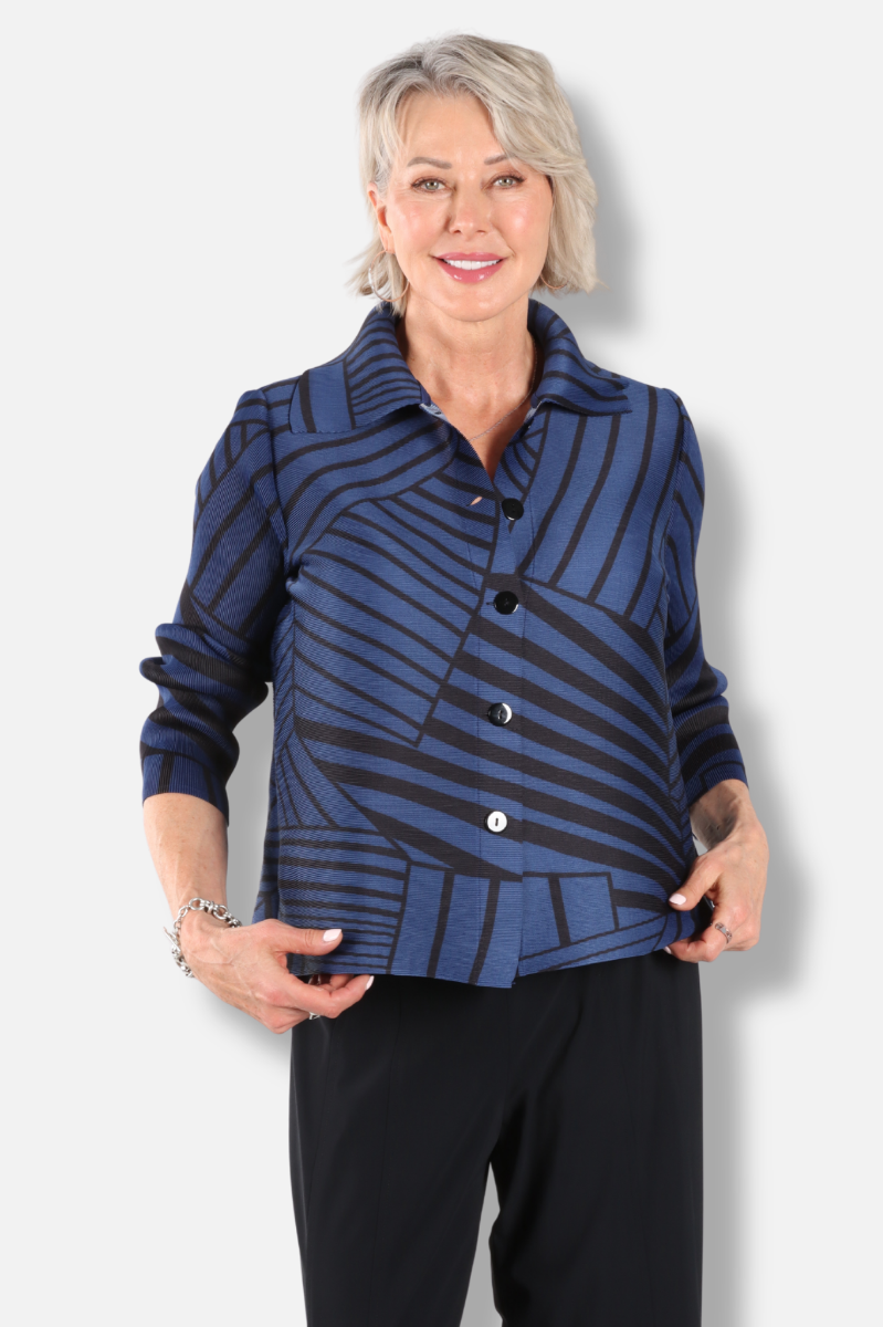Elodie Box Shirt - Navy Stripe 