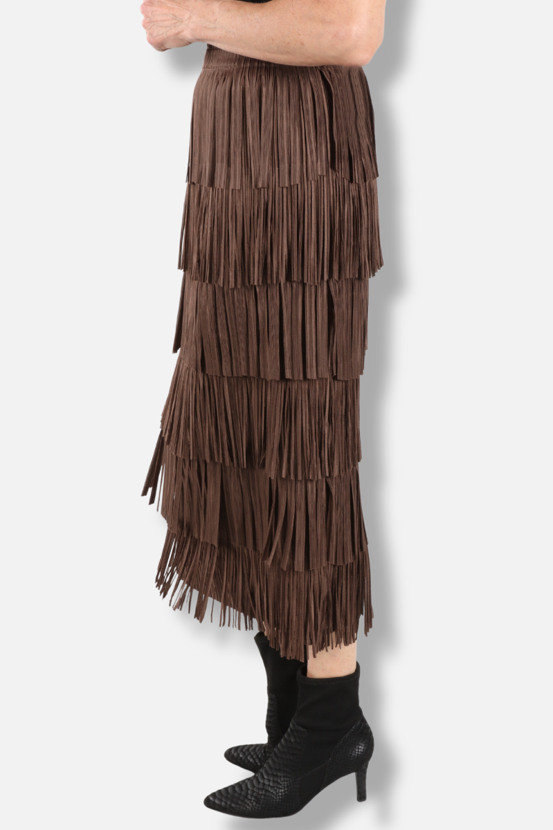 Akira Fringe Skirt - Brown 