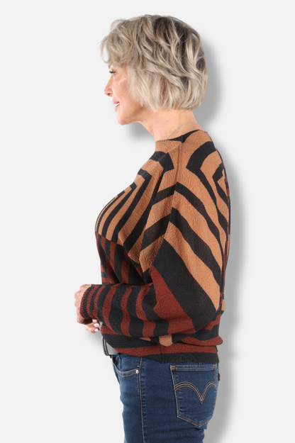 Infinity Frame Texture Top - Brown Combo