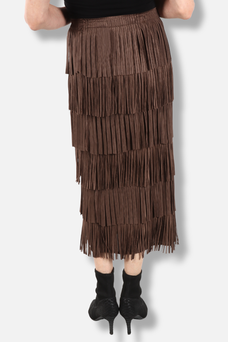 Akira Fringe Skirt - Brown 