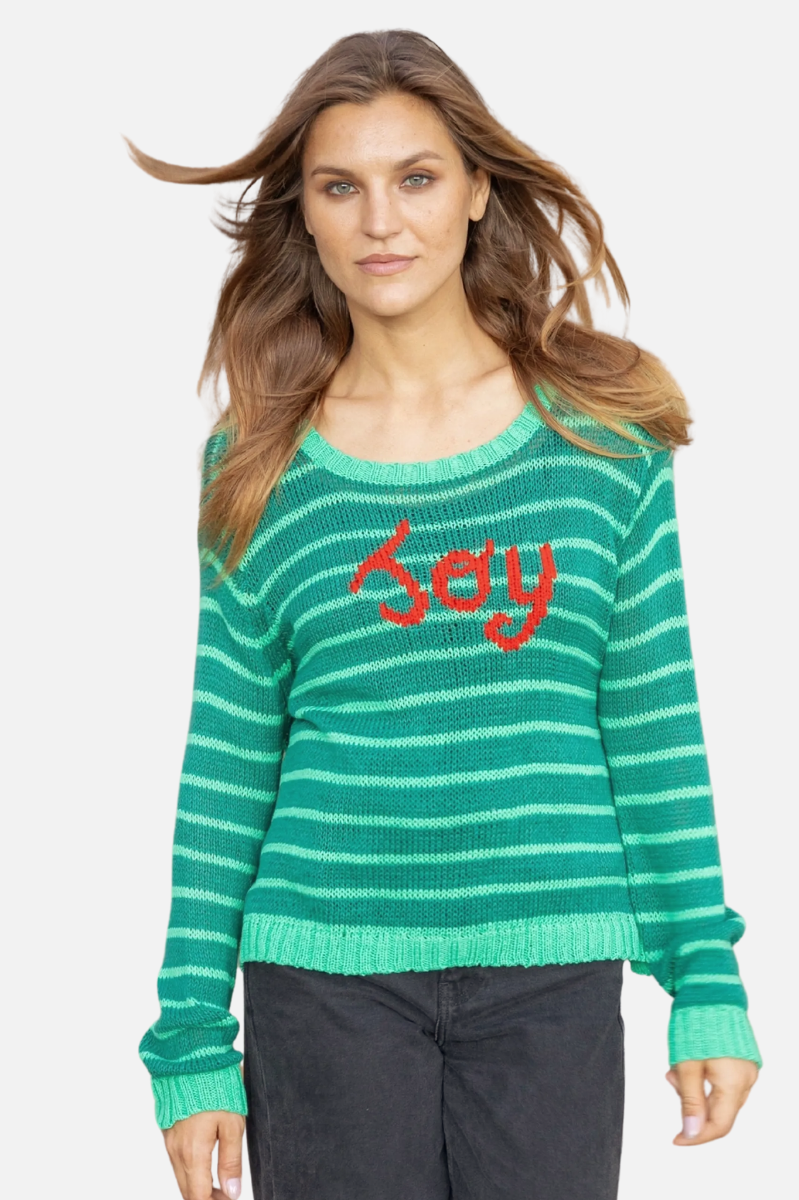 Joy Striped Crew - Jade & Sea Green