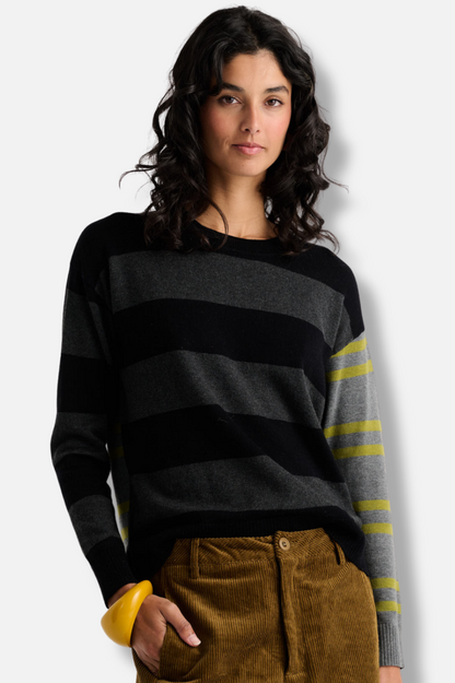 Bold Stripe Sweater - Black