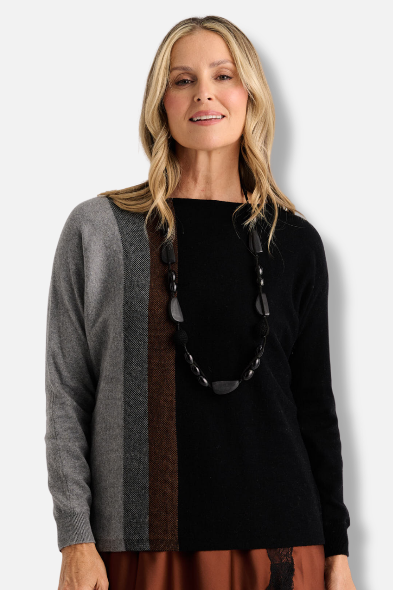 Vertical Line Sweater - Black