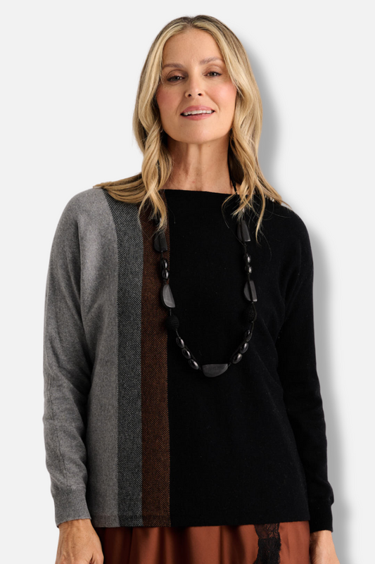 Vertical Line Sweater - Black