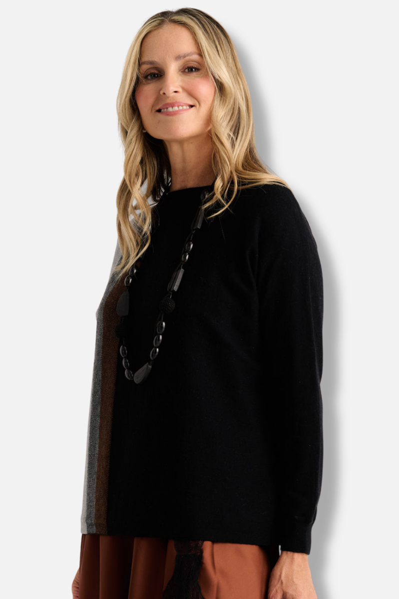 Vertical Line Sweater - Black