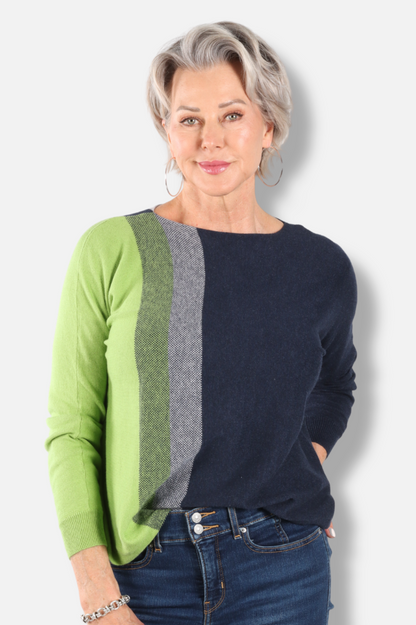 Vertical Line Sweater - Denim