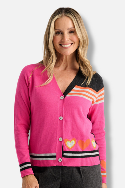 Hearts Cardigan - Fuchsia