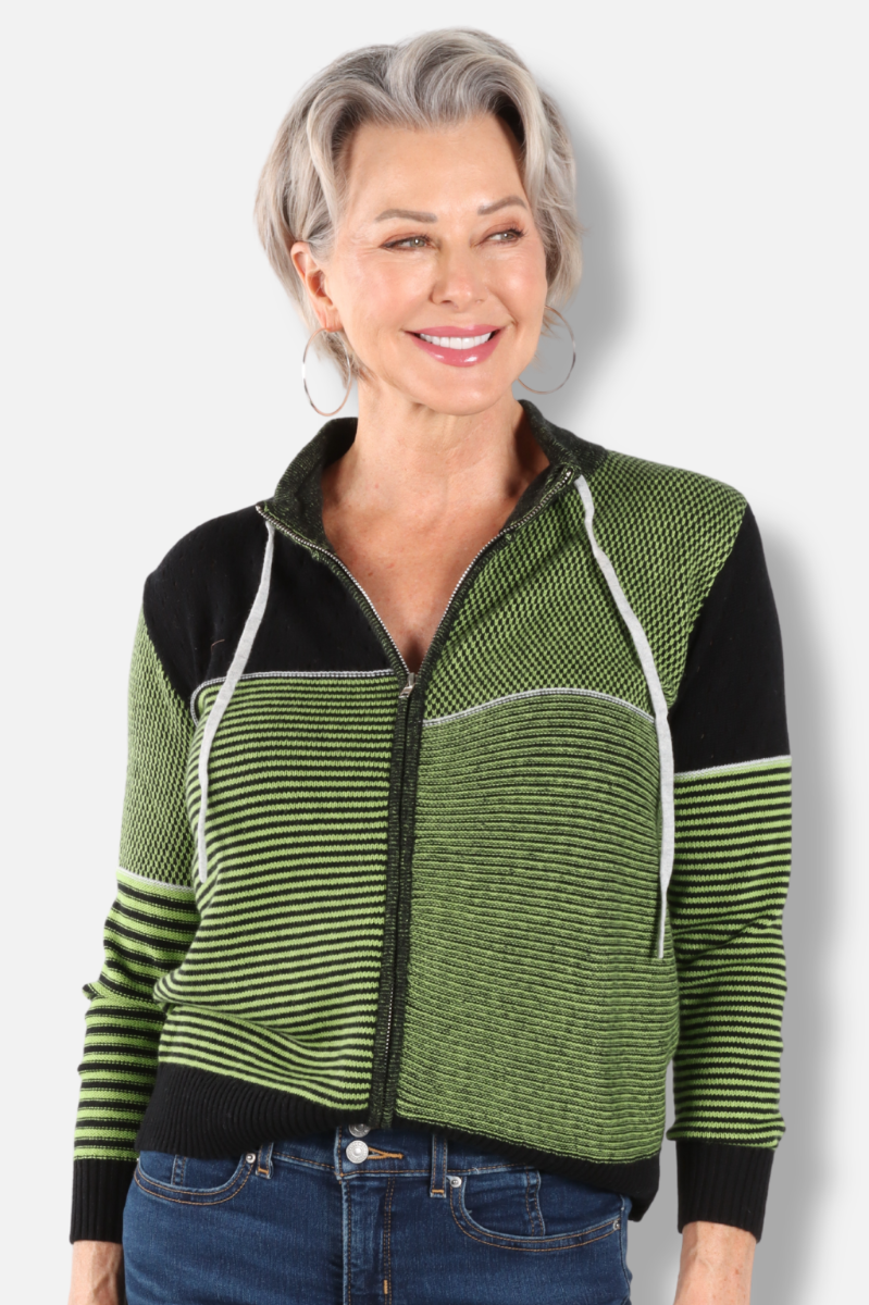 Knit Zip Cardigan - Black